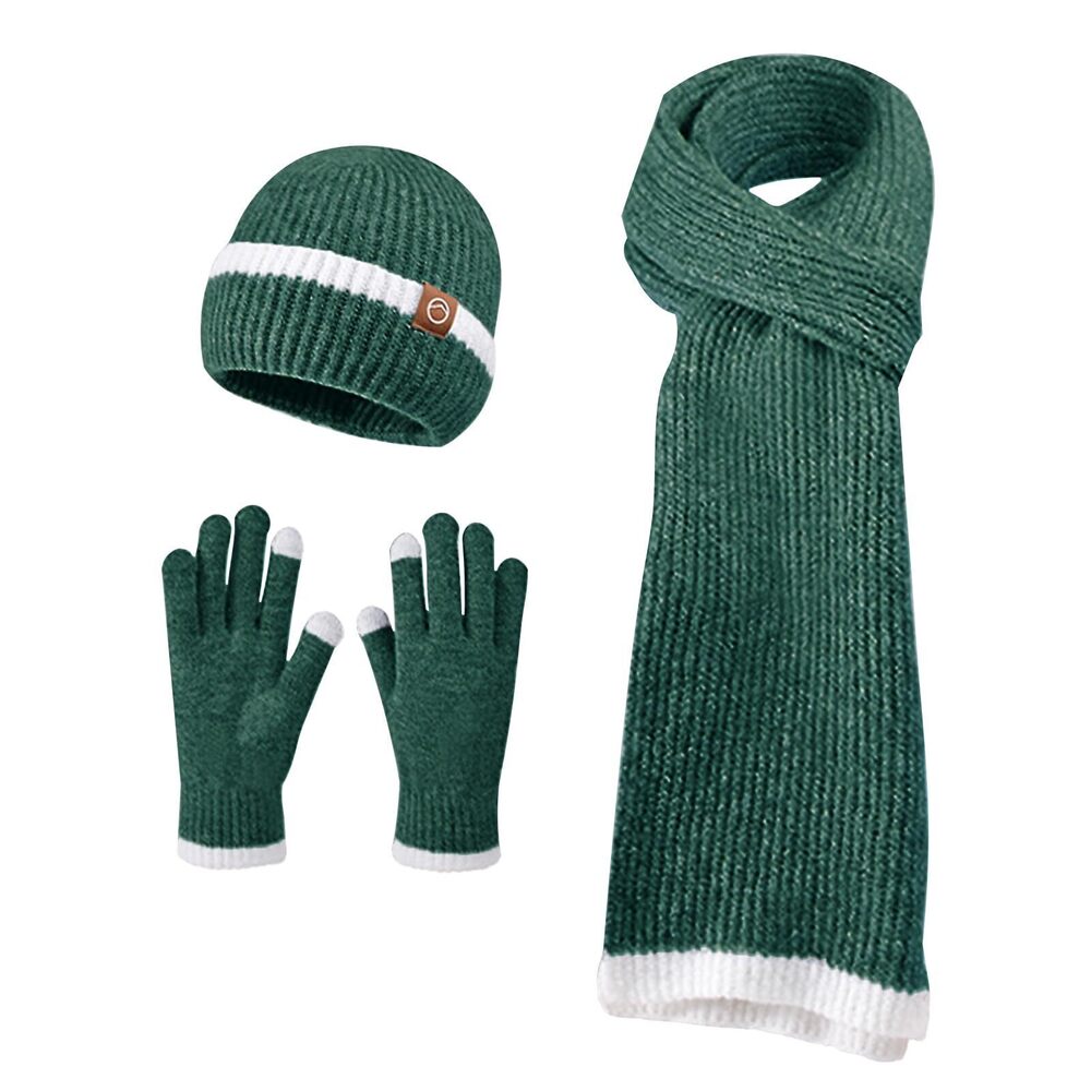 1018 Beanie Hats Beanie Hats Scarf Touchscreen Gloves Set Warm Knit Thick